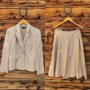 JONES NEW YORK | Tan Linen Blend Blazer & Skirt Set 12/14